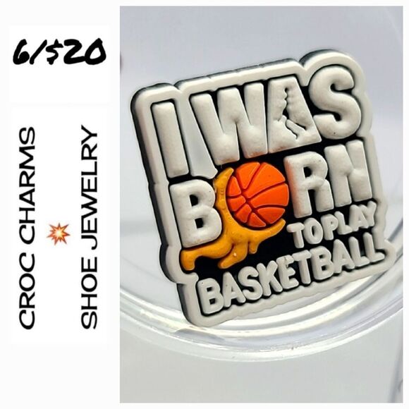 6/$20 Basketball 🏀 Hoops Croc Charm Shoe Jewelry Sports Ball Jibbitz Bogg Bag - Picture 1 of 6